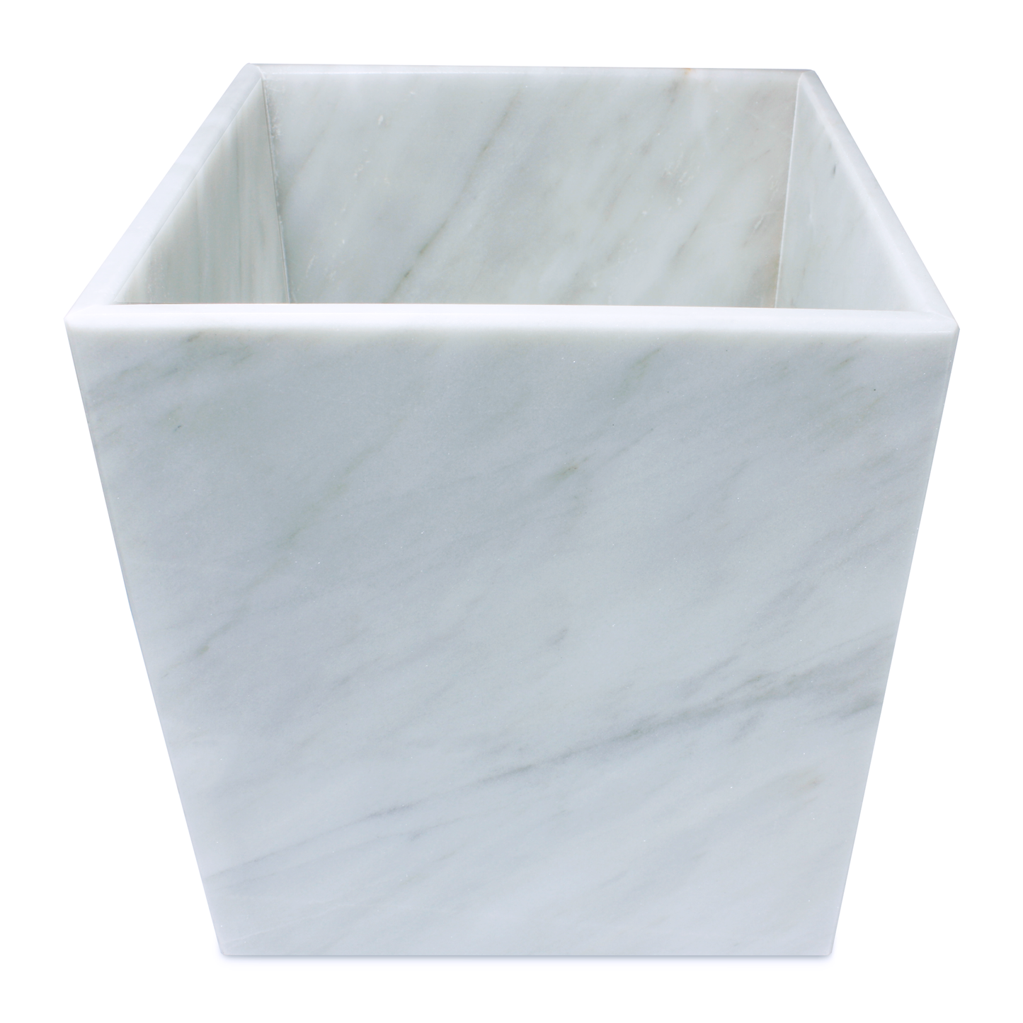 (Outlet)Bote de Basura 20 cm x 20 cm x 23 cm de Mármol Natural Blanco Variado