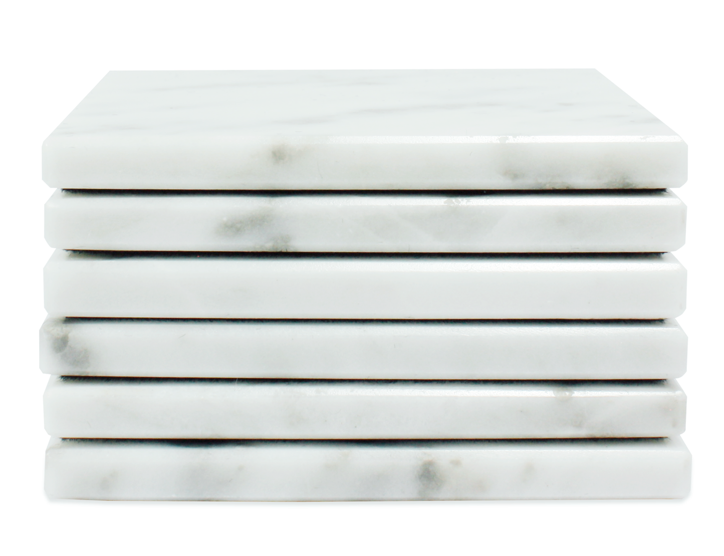 Juego de 6 Portavasos con caja de almacenamiento para vasos y bebidas frías o calientes de Mármol natural en Blanco Bego