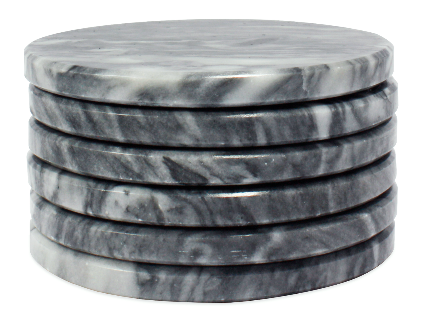 Juego de 6 Portavasos con caja de almacenamiento para vasos y bebidas frías o calientes de Mármol natural en Gris Mazahua