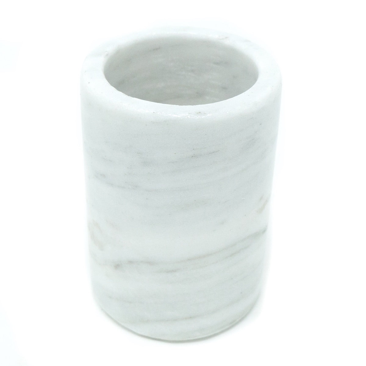 Juego de 6 Tequileros de Mármol Natural con Base en Blanco Bego