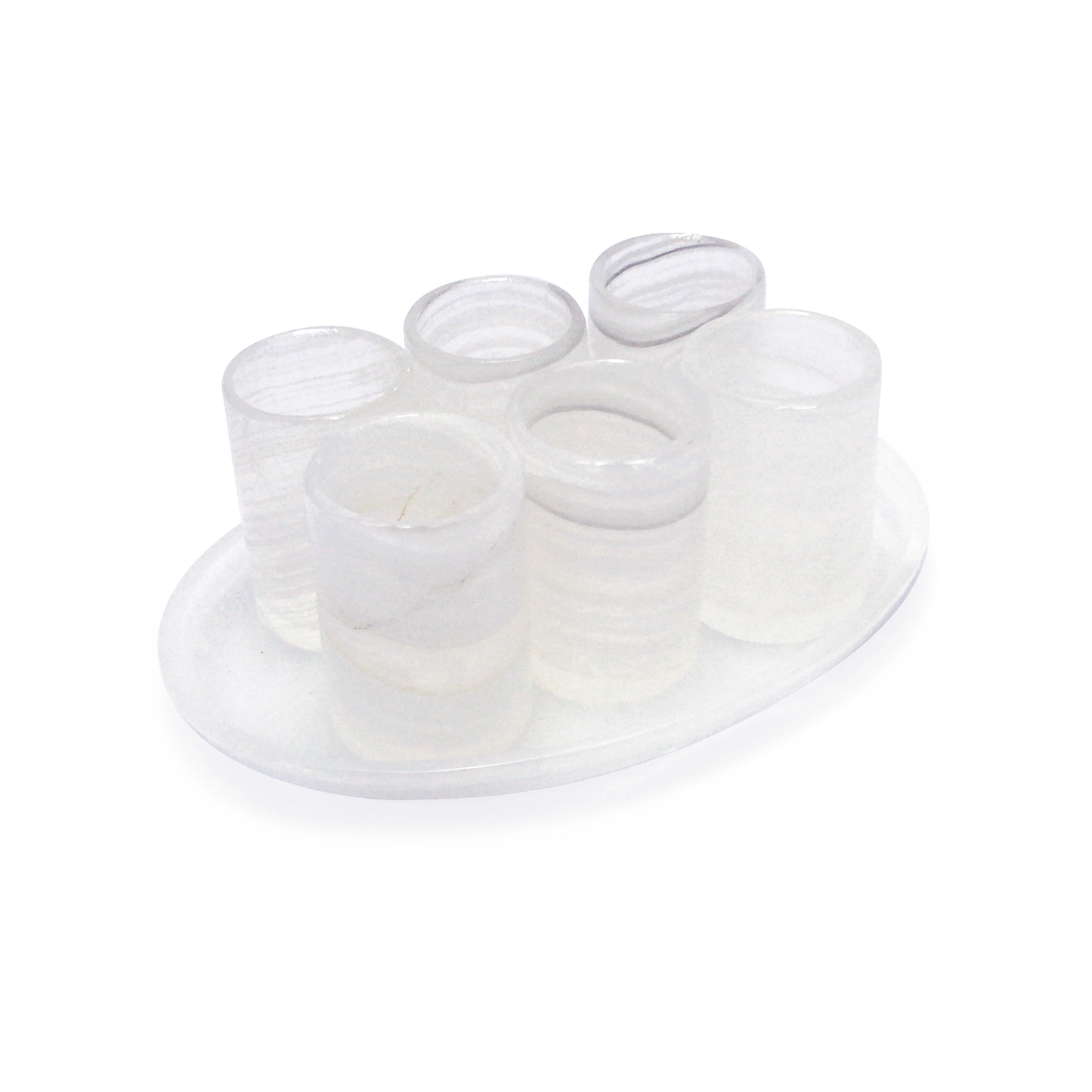 Juego de 6 Tequileros de Ónix Blanco Natural con base