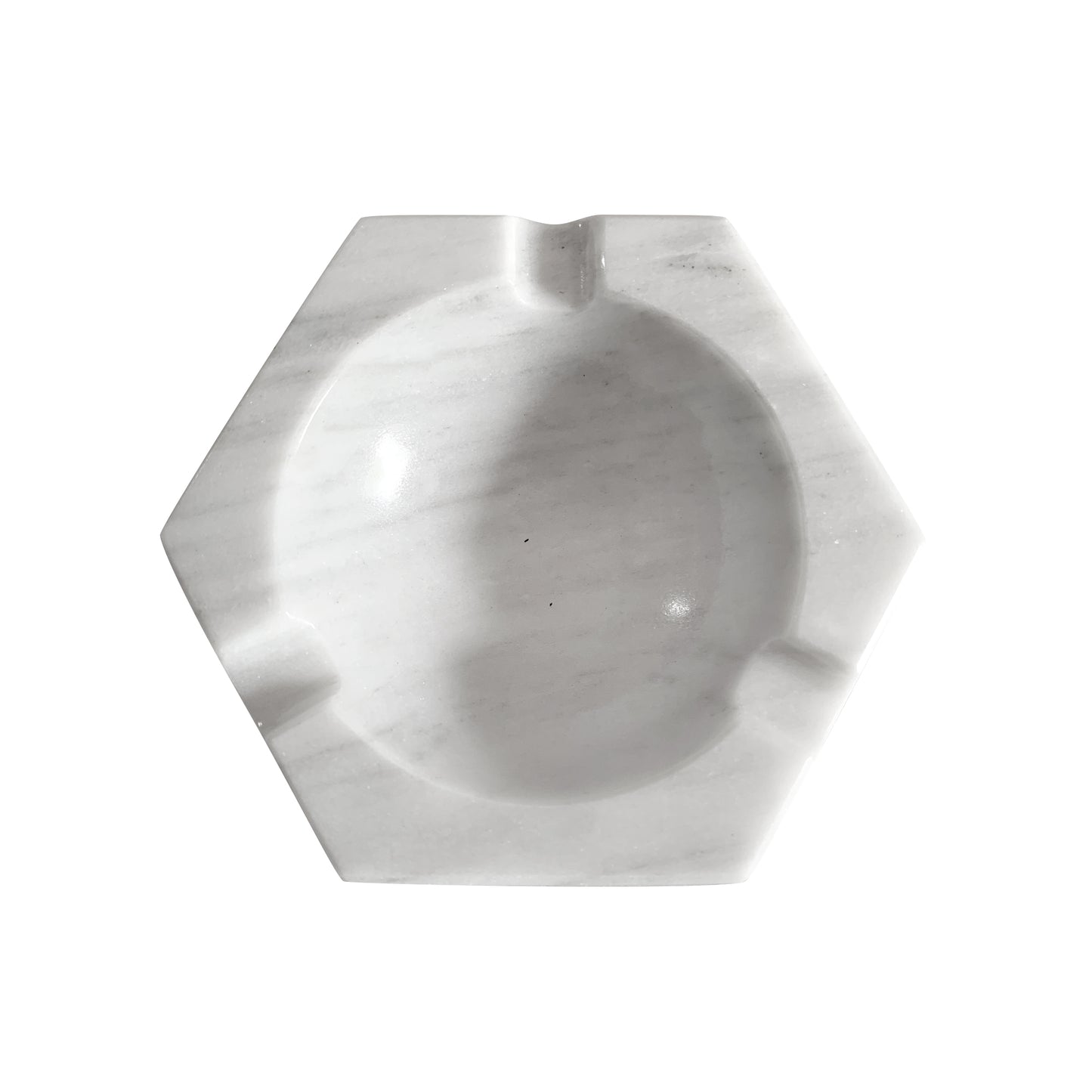 Cenicero Hexagonal de Mármol Natural Blanco Bego