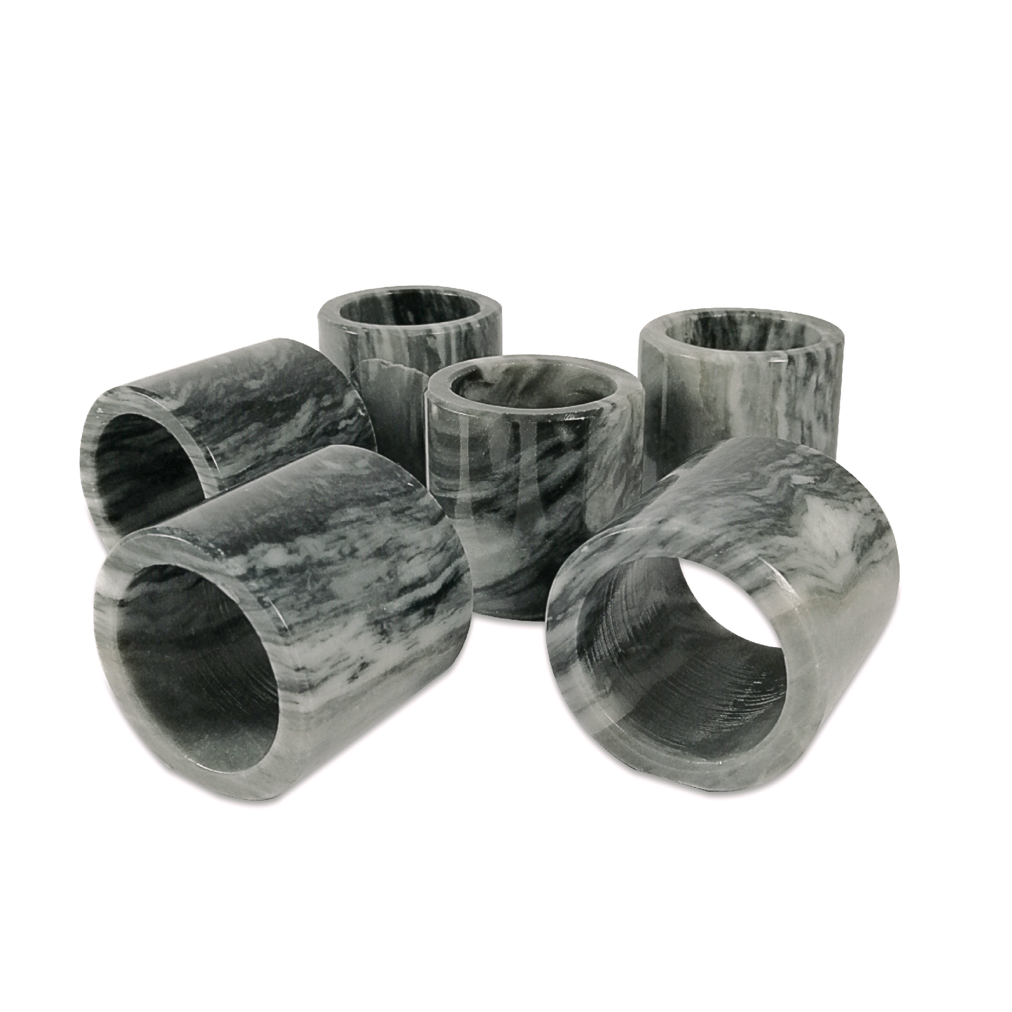 Juego de 6 anillos para Servilletas de Mármol Gris Mazahua