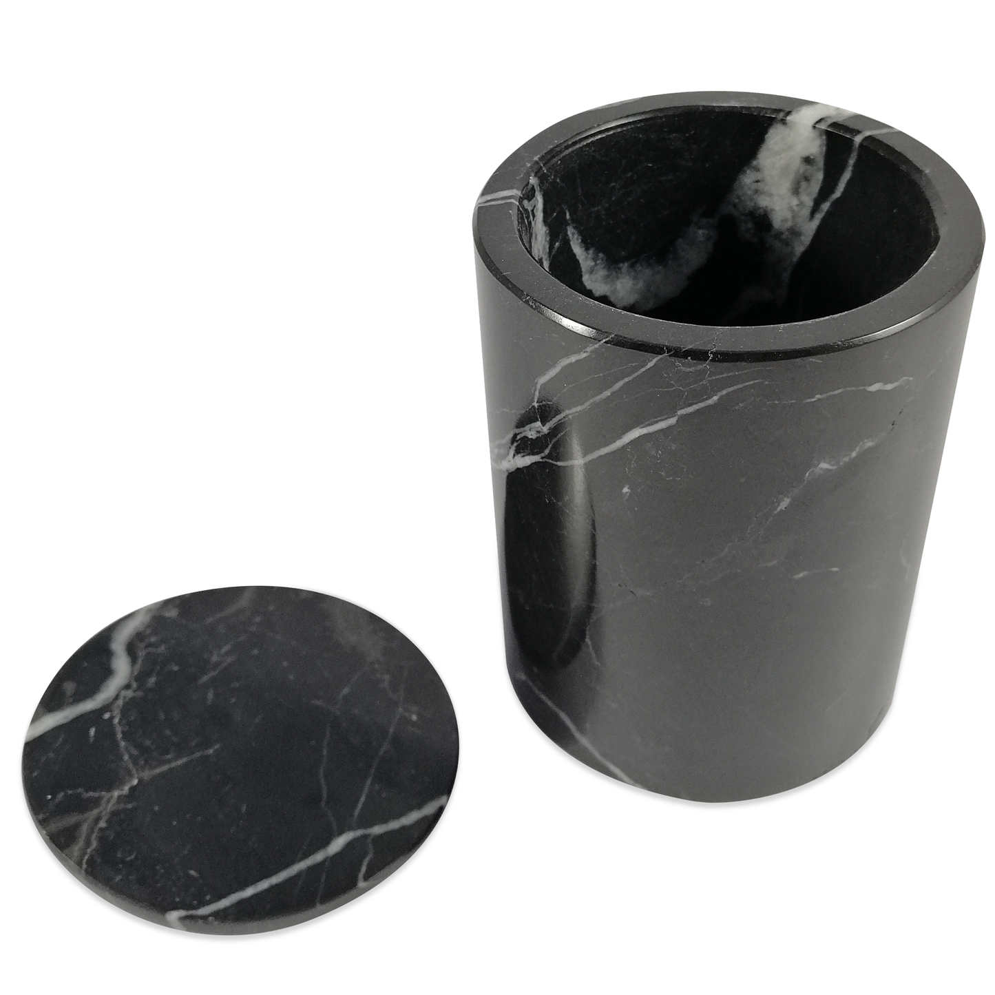 Vaso para Cotonetes de Mármol Natural Negro Monterrey