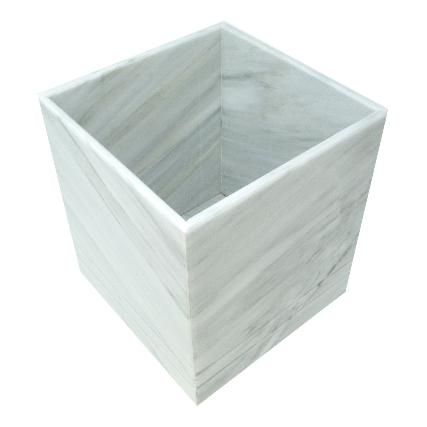 Bote de Basura 15 cm x 15 cm x 18 cm de Mármol Natural Blanco Bego